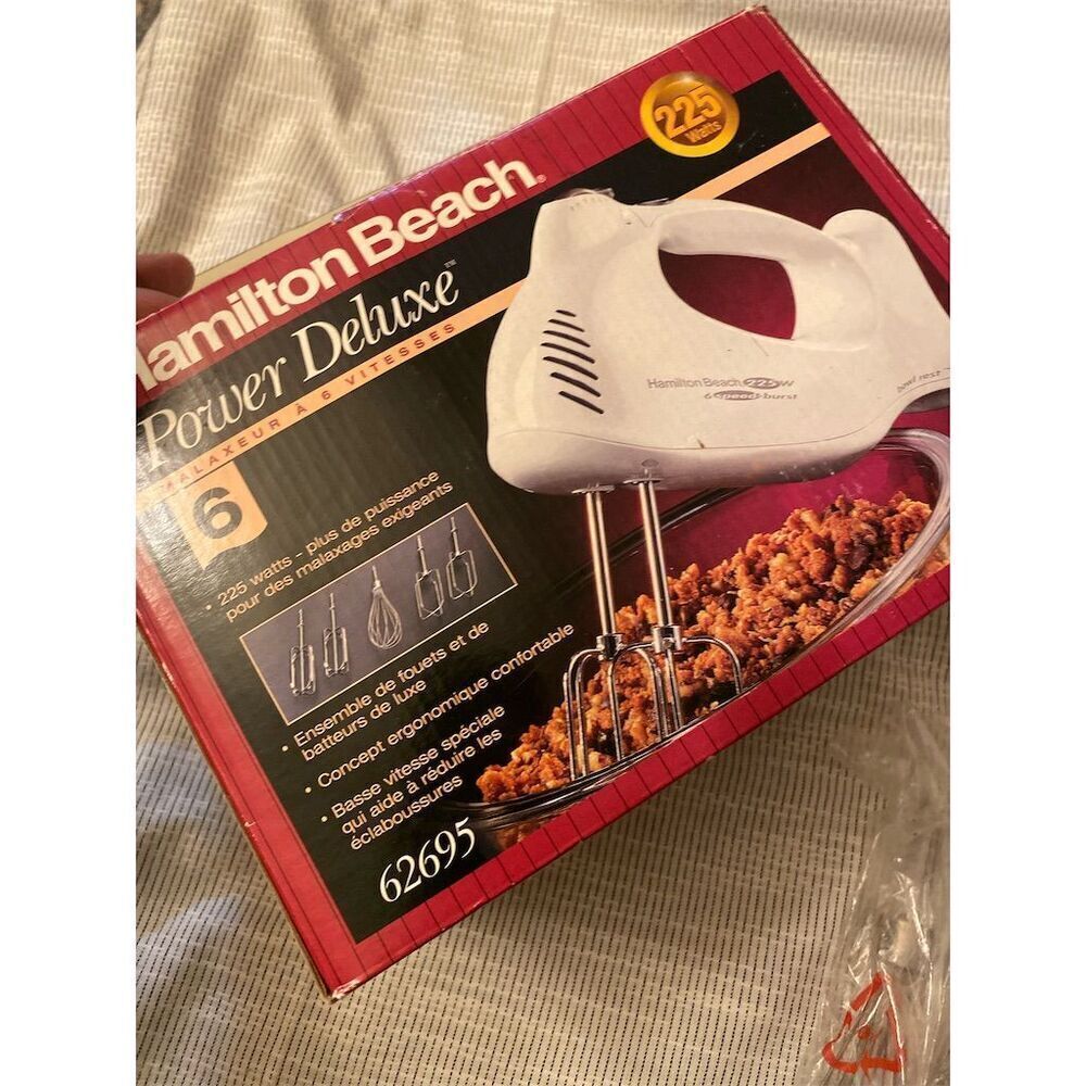 Hamilton Beach Power Deluxe Hand Mixer 6-Speed White with Attachments